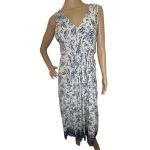 Lucky Brand Tank Style Stretchy Paisley Patterned Maxi Dress With